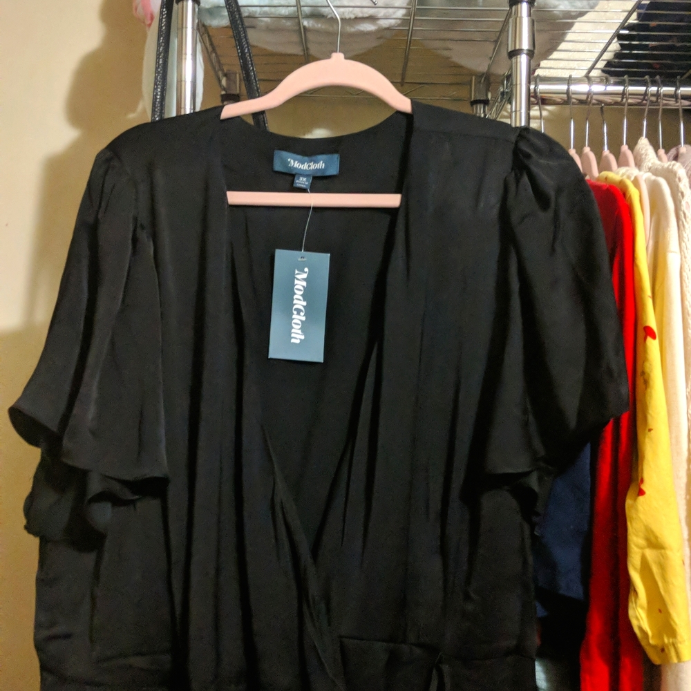 Black Modcloth Stunning Wonder Wrap Dress - 3X